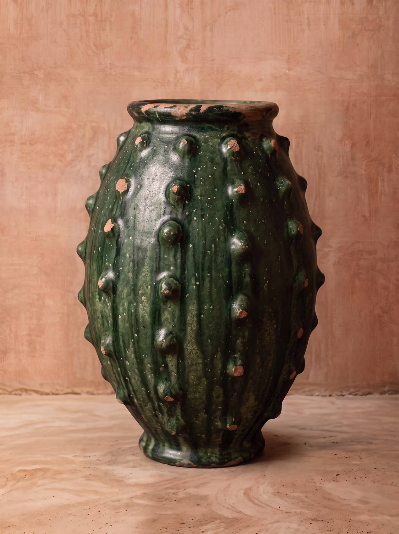Glazed terracotta reserve jar with bulges