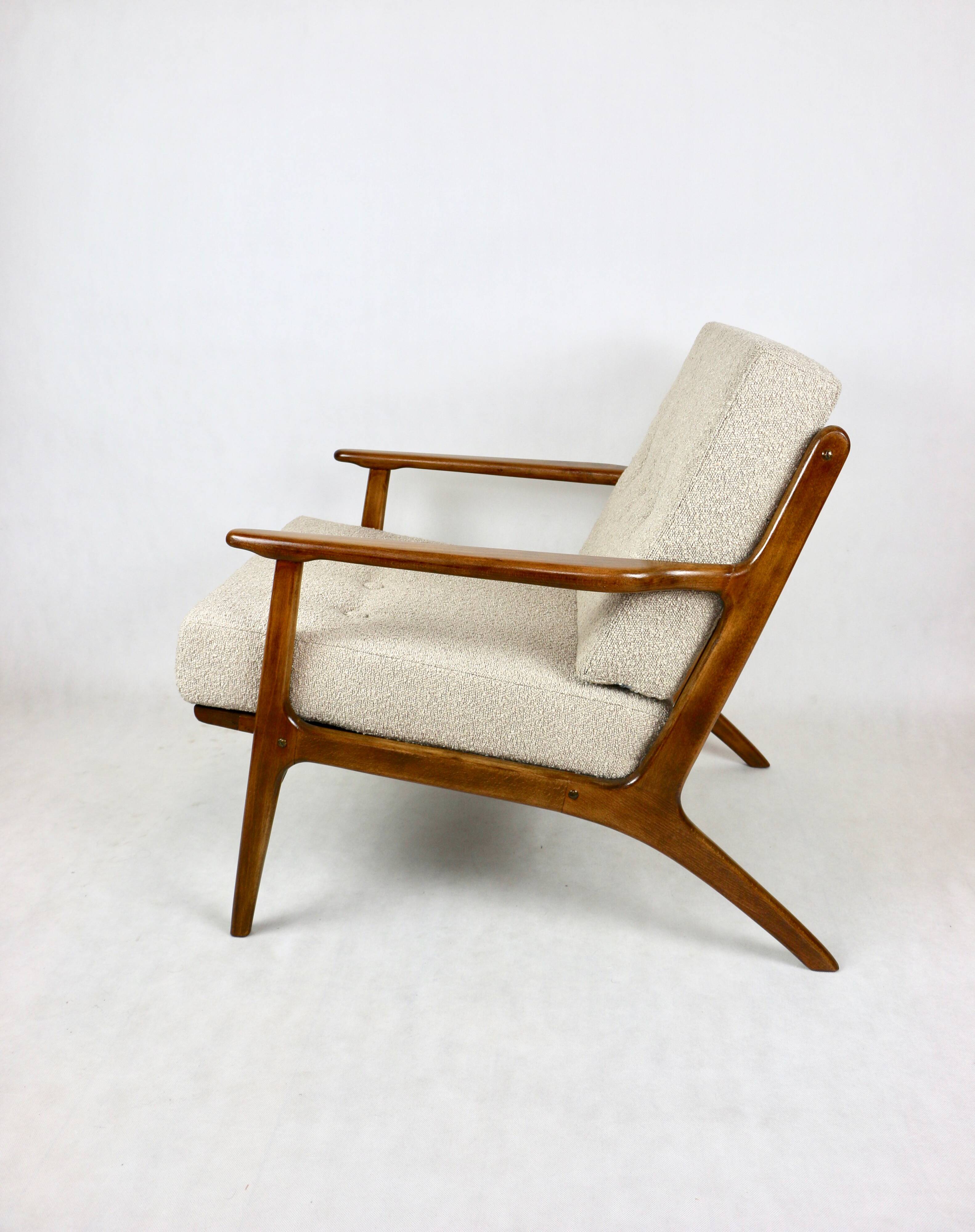 Danish Vintage Beige Boucle Armchair, 1970s
