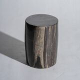 Side table in black petrified wood with light streaks h: 27,5cm d:18,5cm