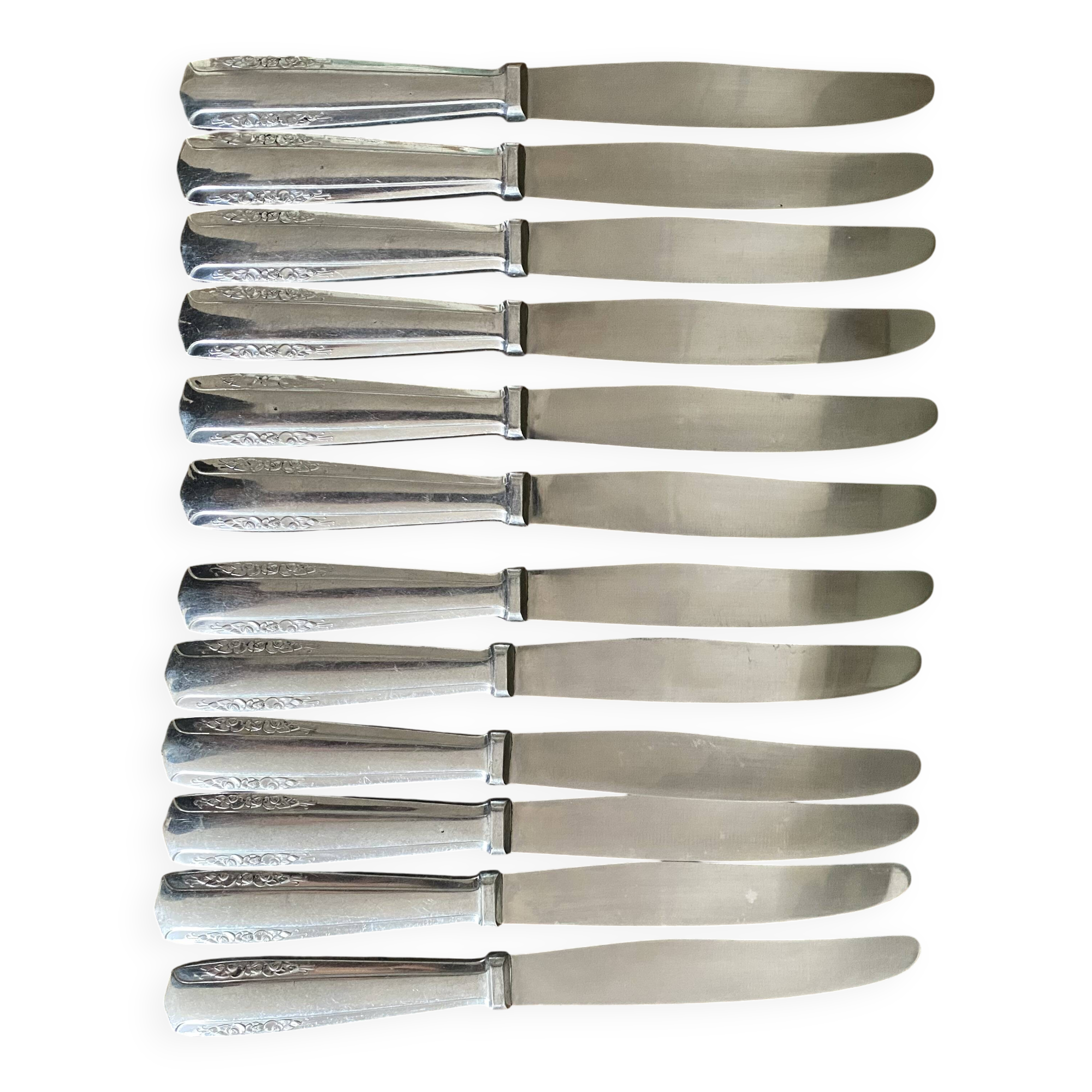 Silver-plated knives with stainless steel blades, Vego brand, 1950s