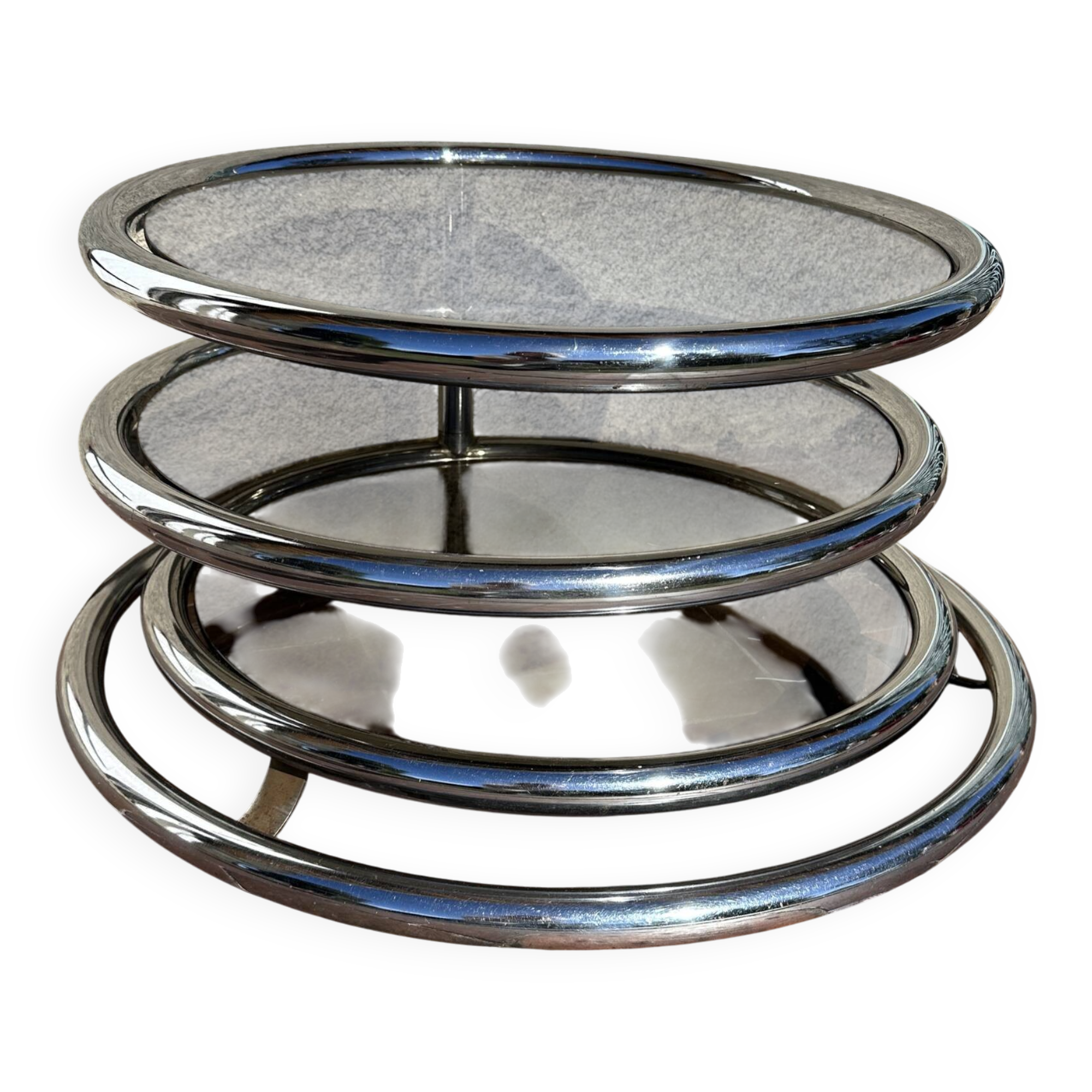 Vintage swivel coffee table by Milo Baughman, Artedis Roche Bobois