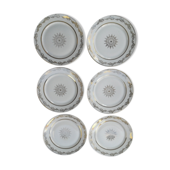 6 porcelain hollow plates, signed LJ & cie