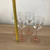 4 luminarc wine glasses with pink base