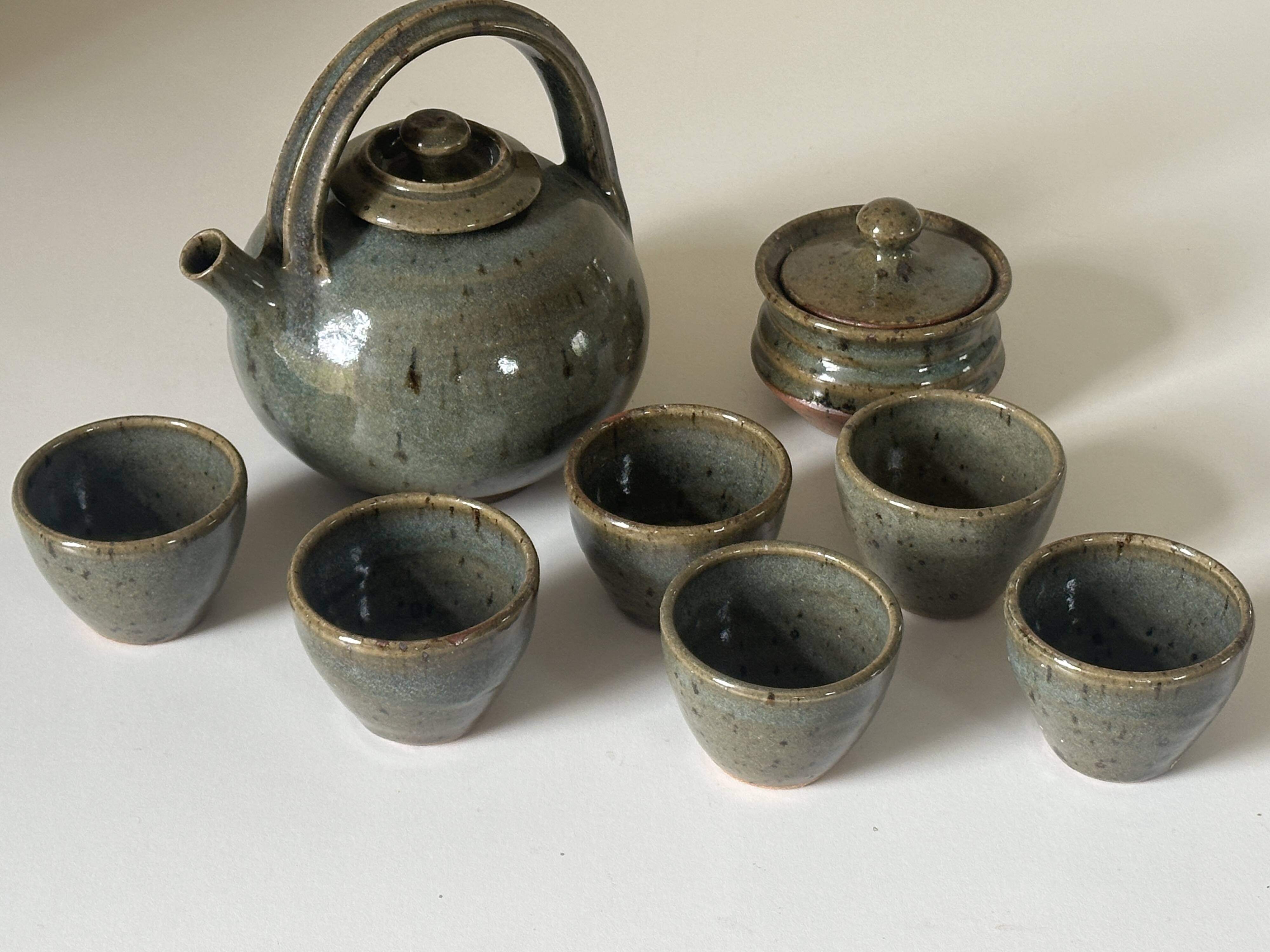 Vintage Gustave Tiffoche ceramic tea set from the 60s