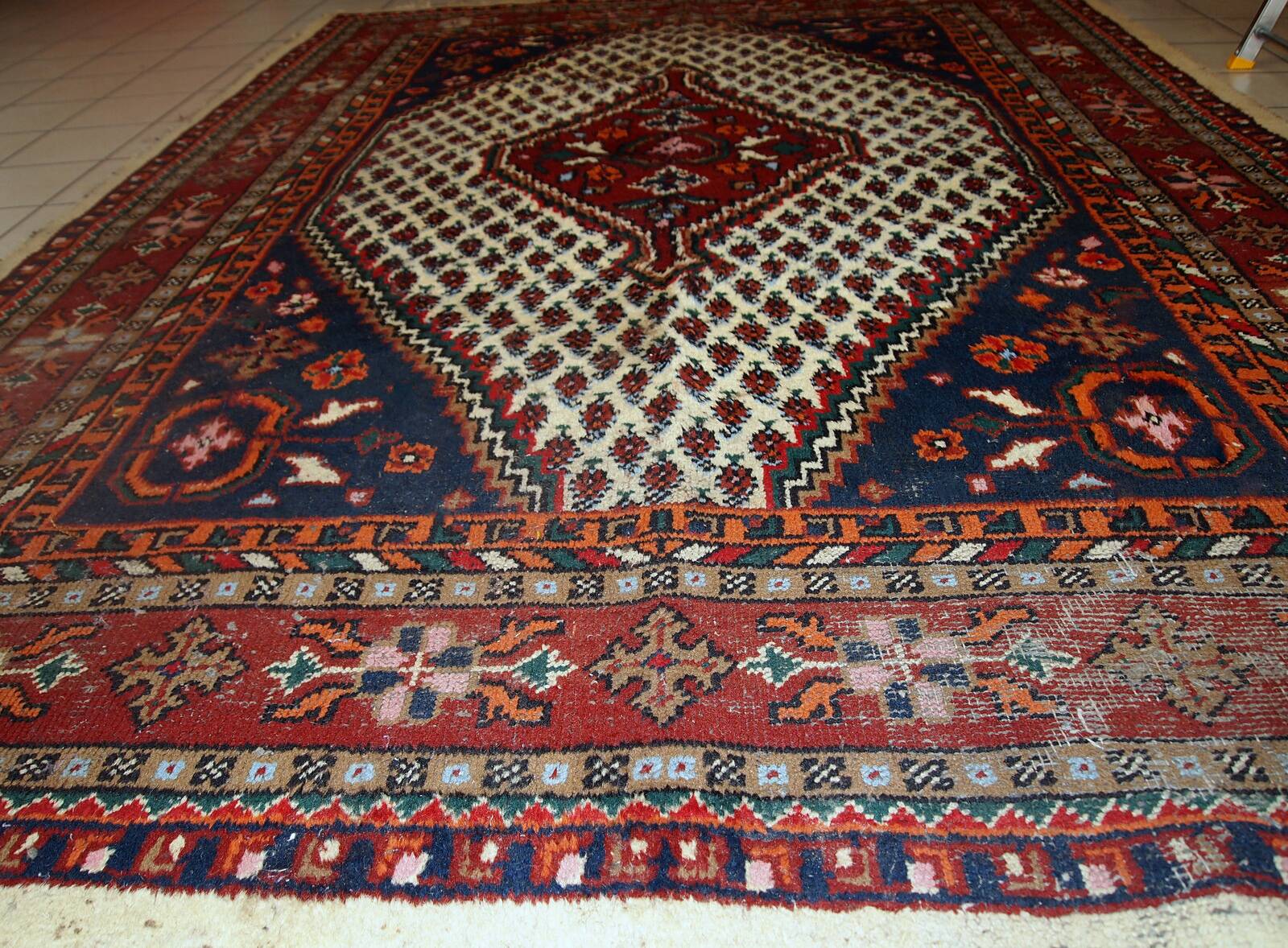 Tapis Hamadan Vintage du Moyen-Orient, Années 1970, Authentique et Patiné