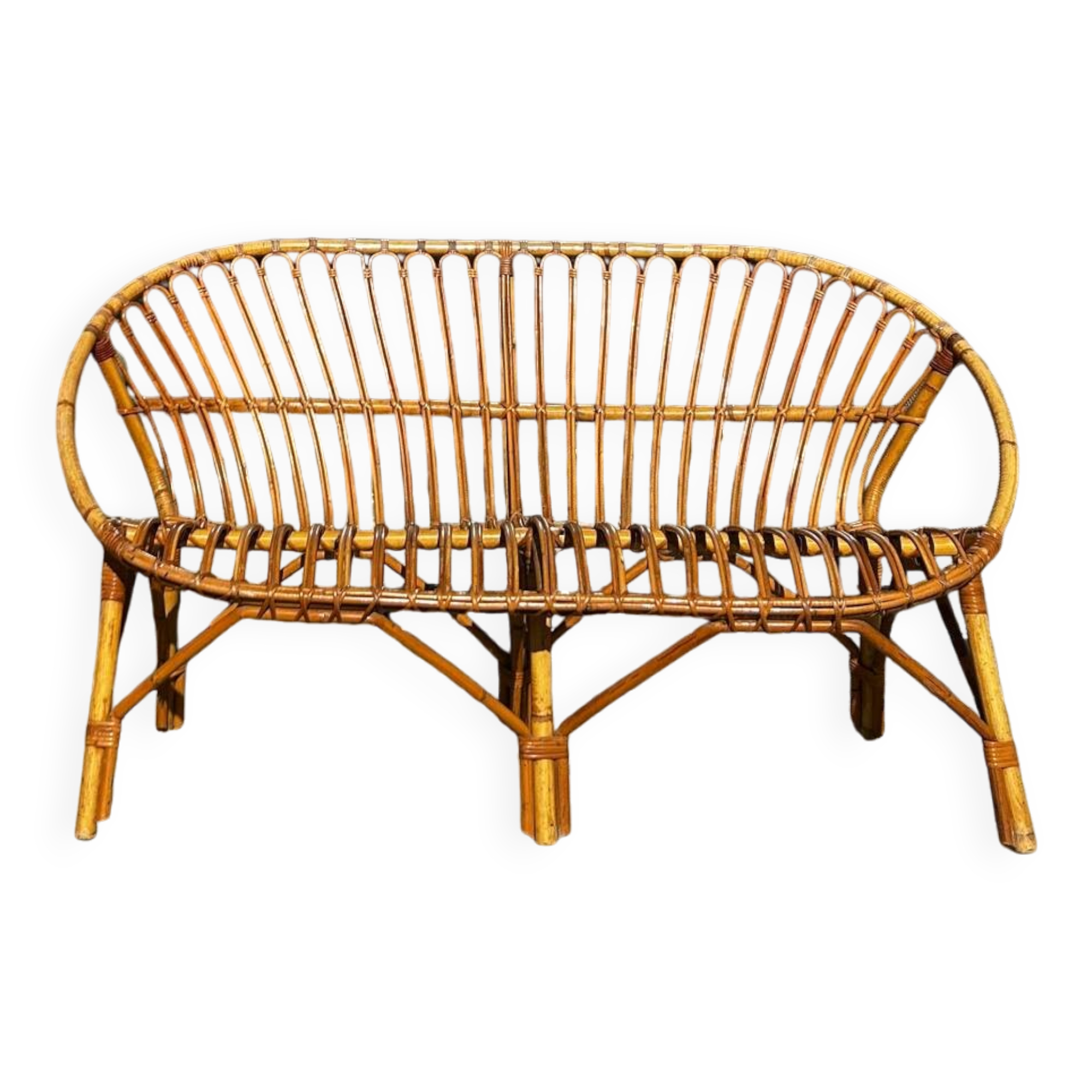 Rattan bench from the 60s