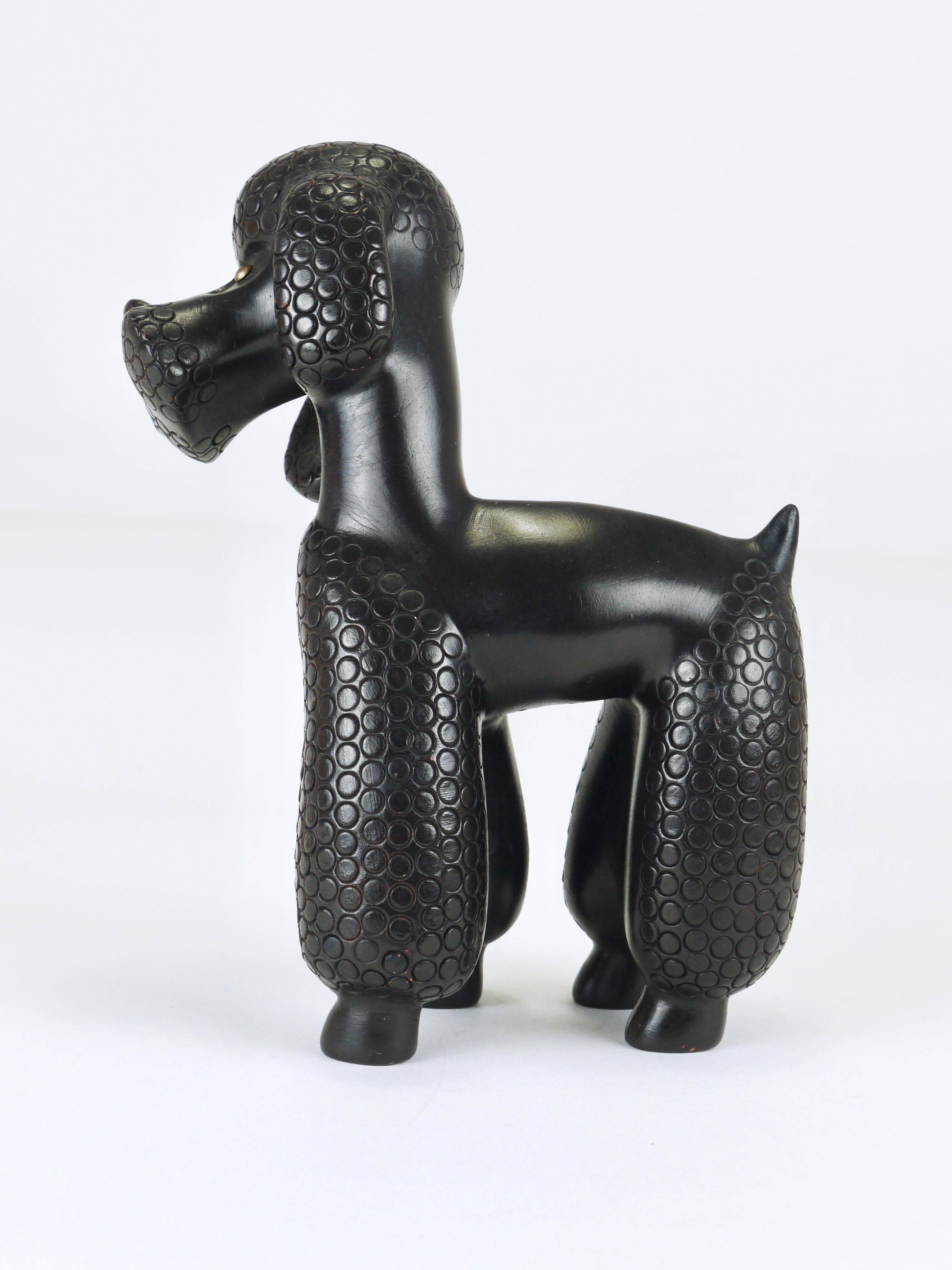 Charming Poodle Figurine Sculpture by Leopold Anzengruber, Austria, 1950s
