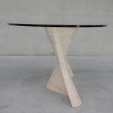 Travertine and glass dining table