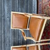 Pair of Louis XVI Style Lacquered Wooden Armchairs