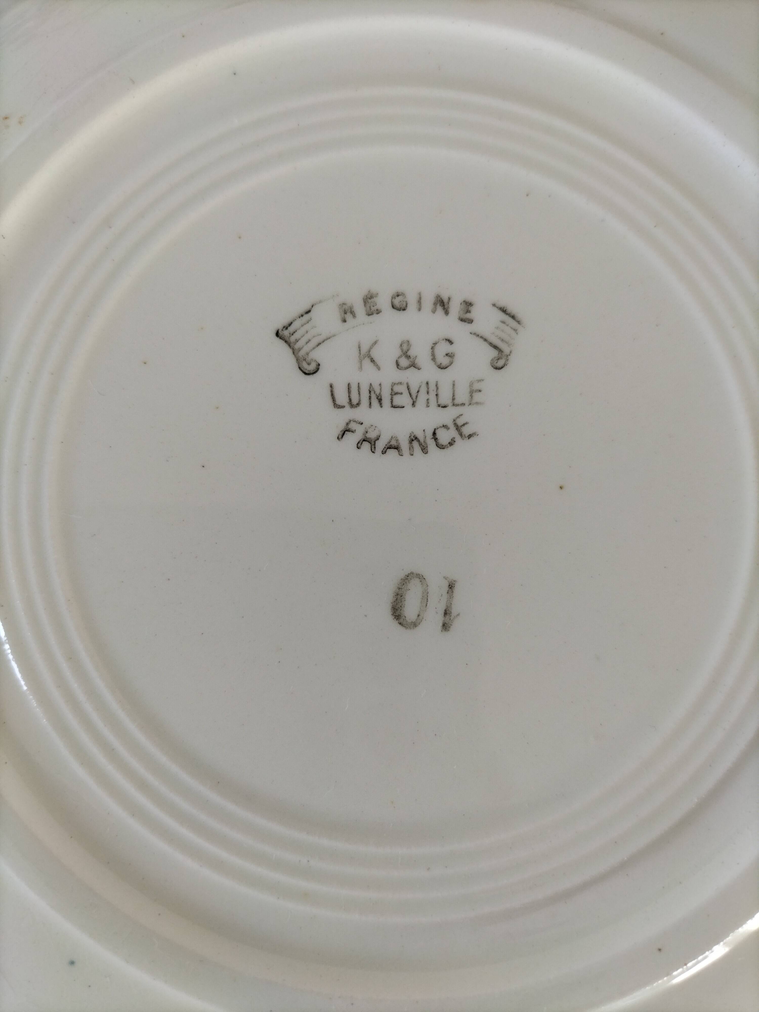 6 antique deep plates K & G Lunéville – Régine model, 1960s