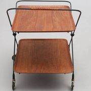 Scandinavian trolley trolley on wheels in metal and wood