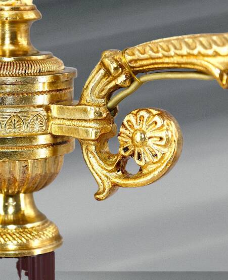 Lampe Bouillotte Bronze Style Empire Abat-jour & Pied laqué Bordeaux