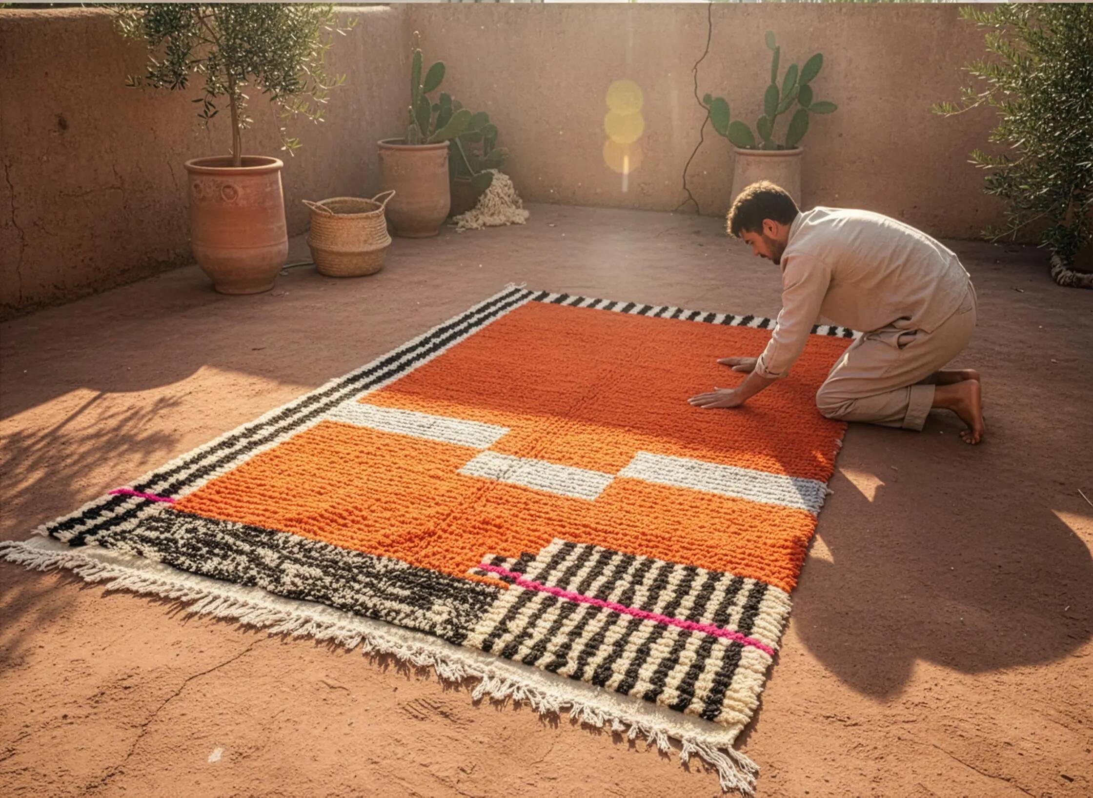 Traditional Moroccan handwoven rug 3x2 m