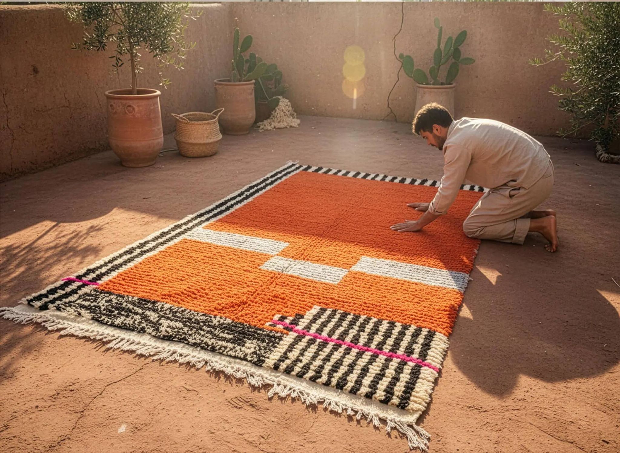 Traditional Moroccan handwoven rug 3x2 m