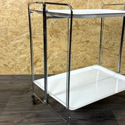 1960s 1970s Serving Cart Dinette Side Table Space Age Design Chrome White