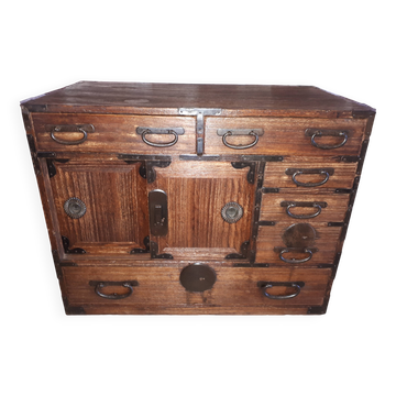 Cabinet, wooden tansu, Japan late Edo period