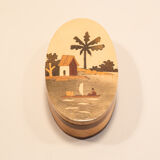 Oval wooden marquetry box