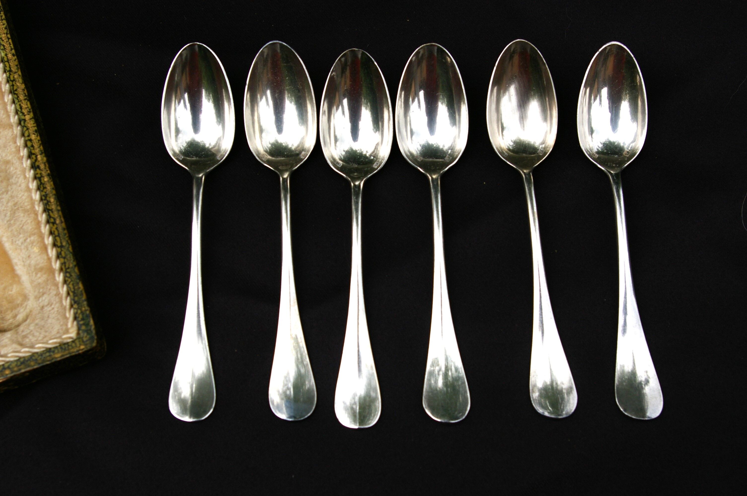 6 small spoons silver metal pink medallion