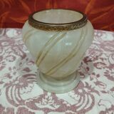 Vintage: small ball vase in natural stone and brass