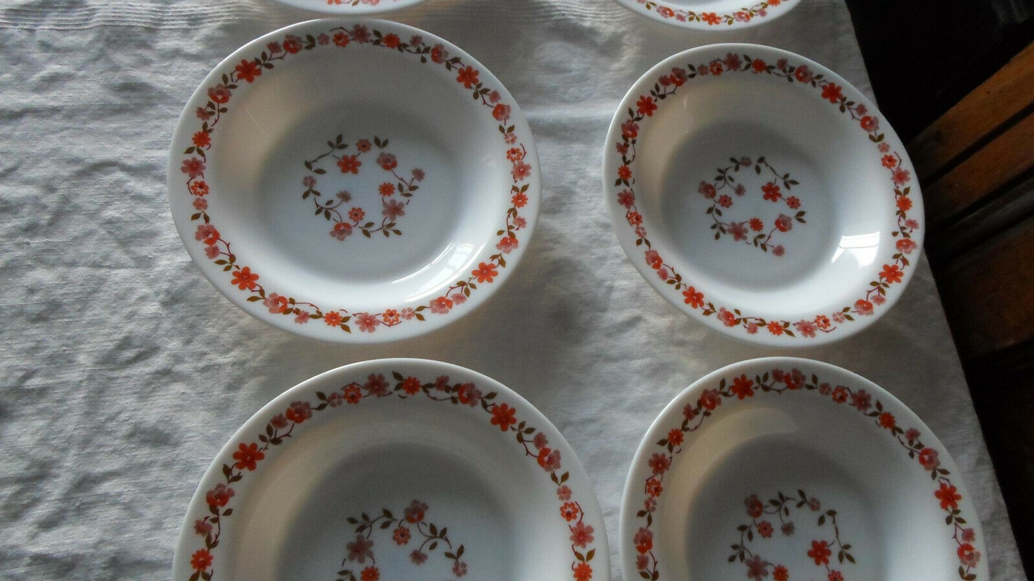 6 assiettes scania creuses arcopal france fleurs orange