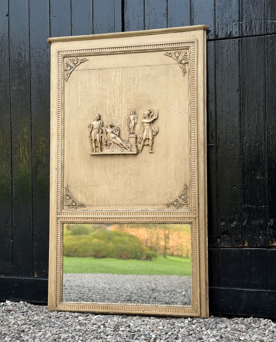 Directoire mirror or overmantel, stuccoed and painted wood, early 19th century.