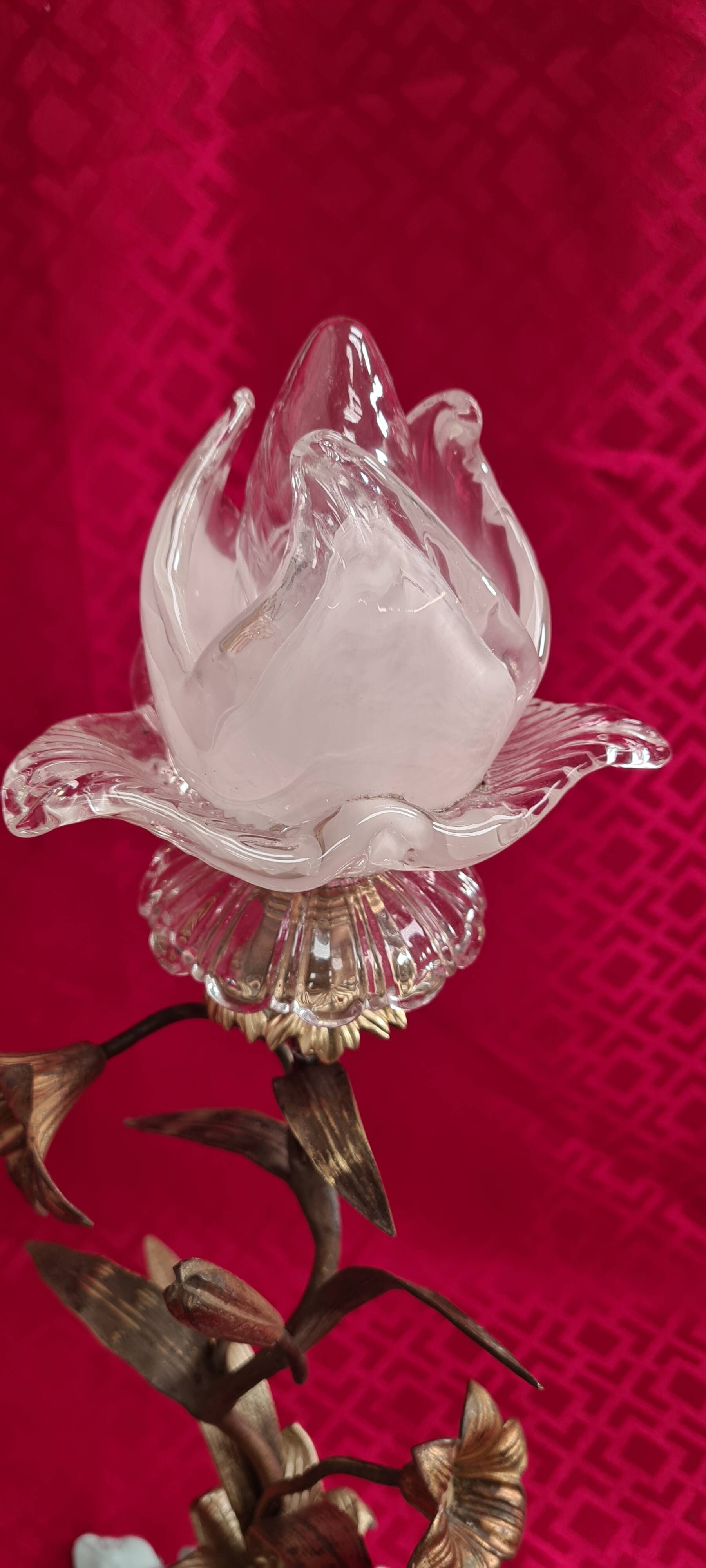 brass and pewter floral lamp 1900 art nouveau murano tulip 37x16