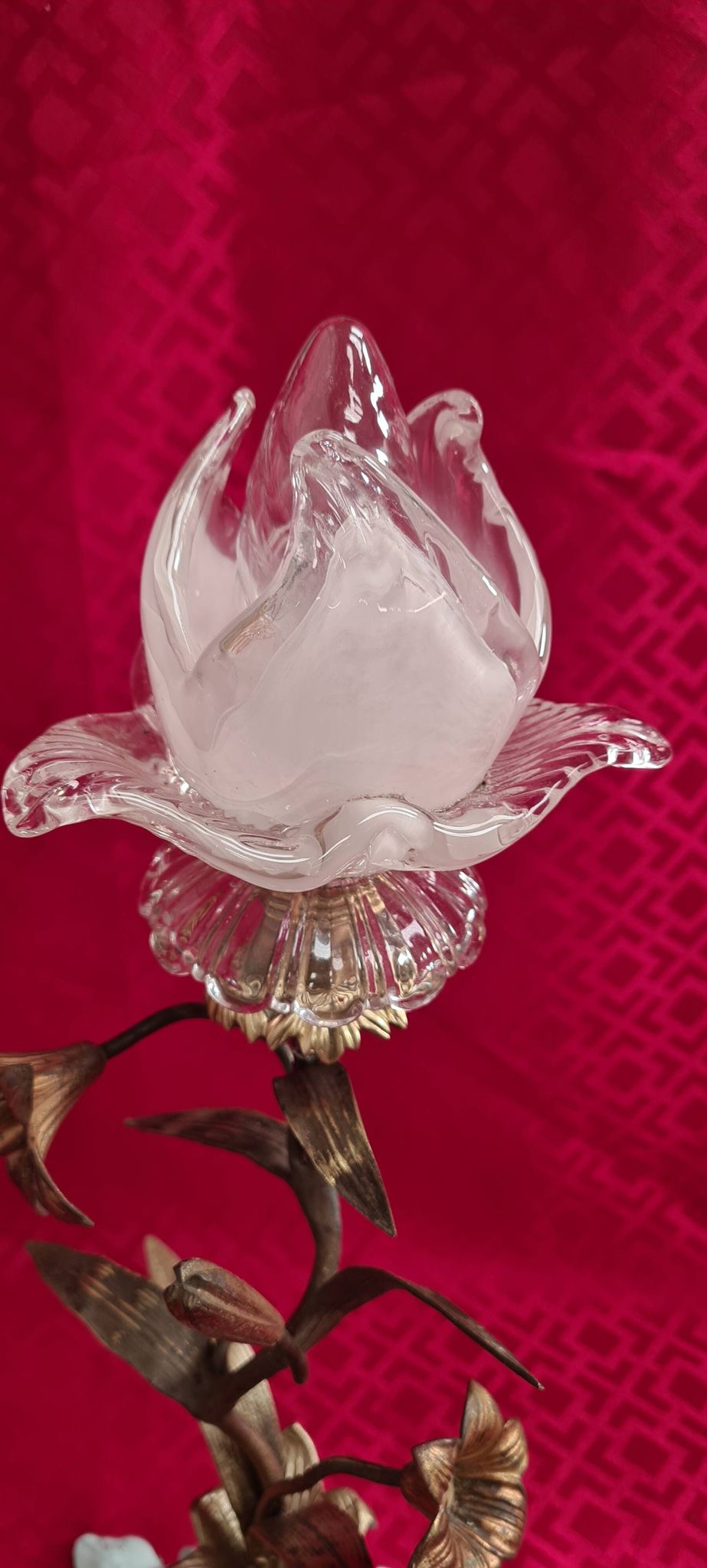 brass and pewter floral lamp 1900 art nouveau murano tulip 37x16