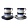 Set of 4 Vintage Studio Pottery Cups & Saucers – Hand Glazed Blue & White