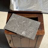 Art Deco wooden bedside table with marble top and one drawer