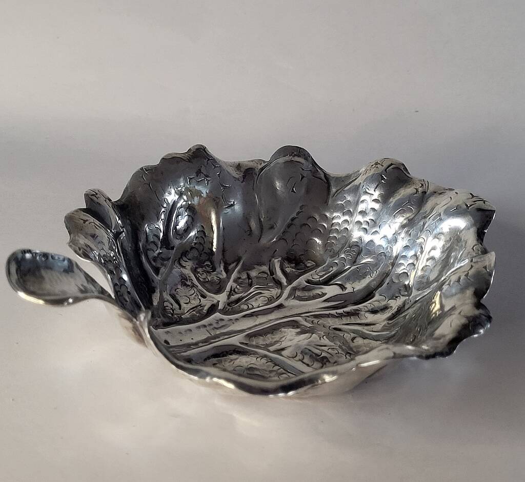 Fratelli Lisi Sterling Silver Leaf Shaped Dish Italian