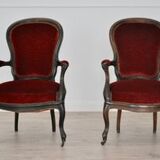 Antique Louis Philippe Style Italian Lounge Chairs, Set of 2