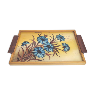 Wooden flower service tray Art Deco