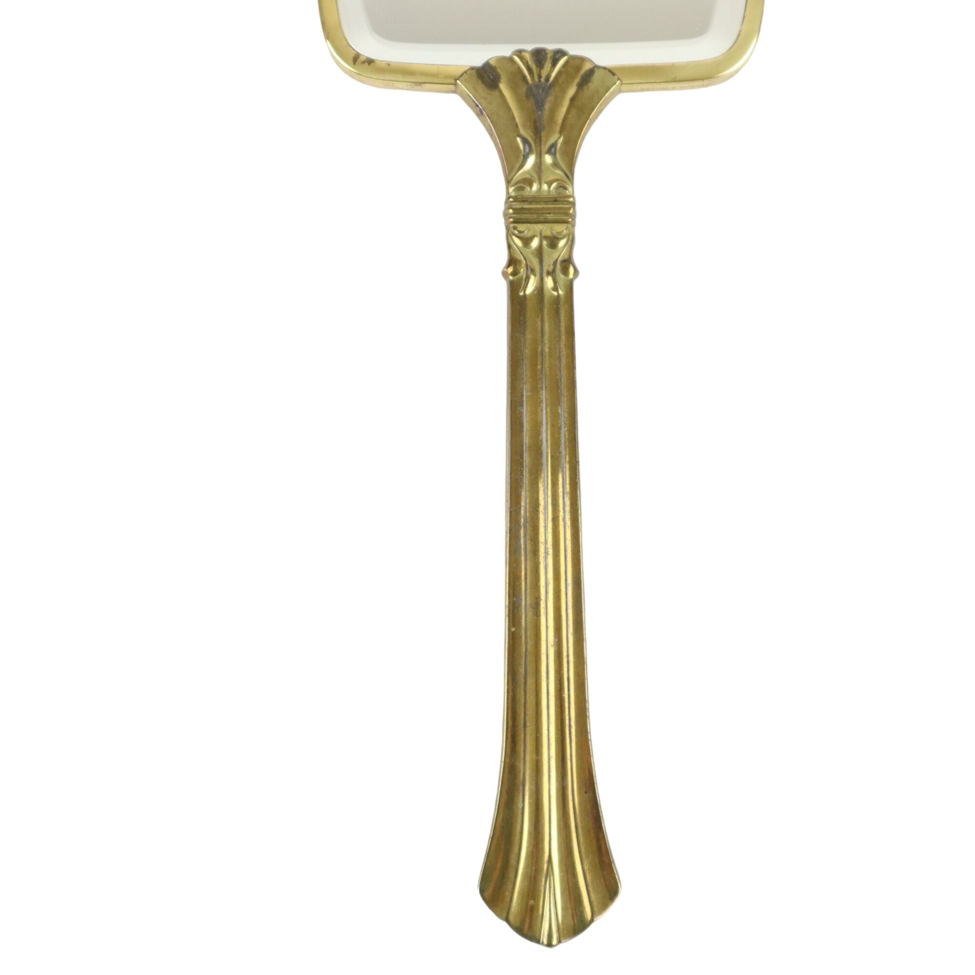 French art deco hand mirror makeup mirror brass facet 31cm