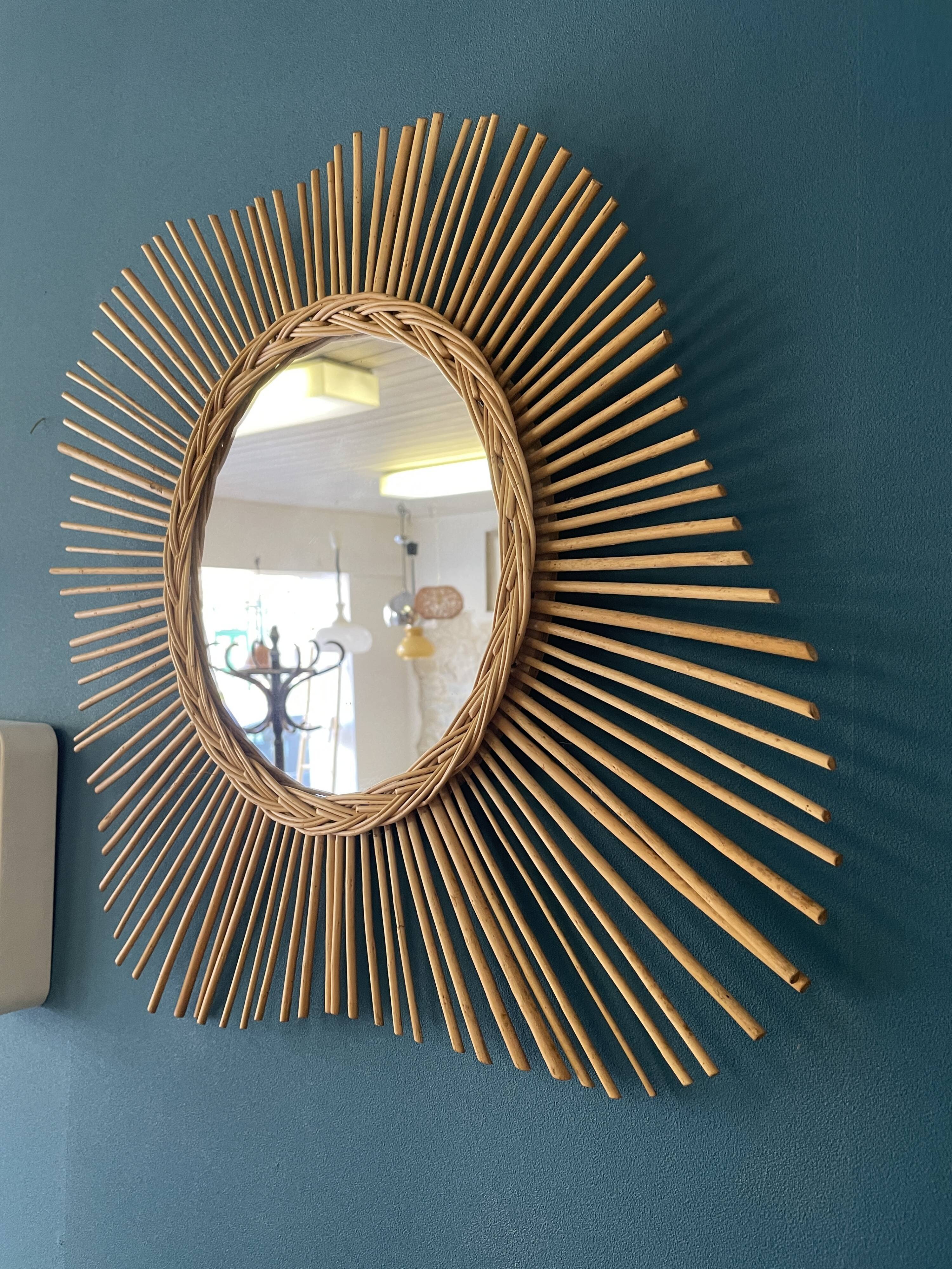 Rattan sun mirror 70s