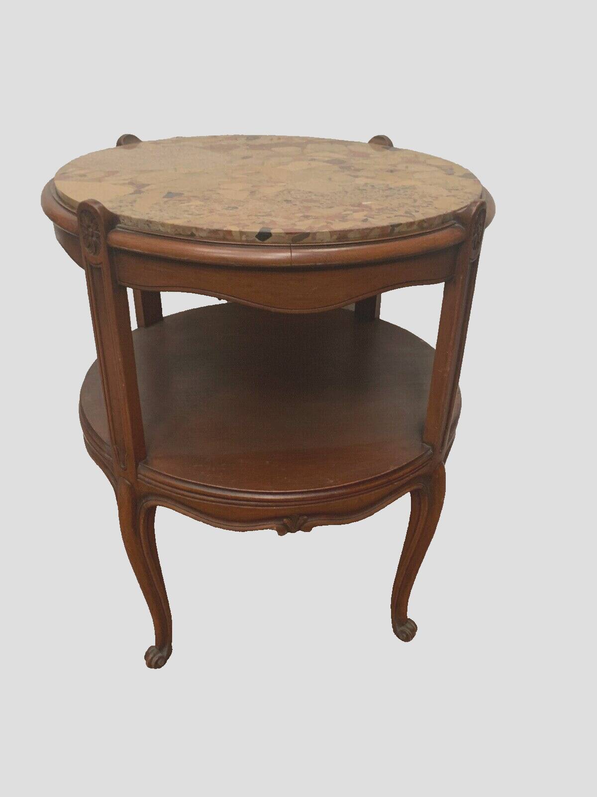 Louis XV style round pedestal table in patinated beech 20th century Table
