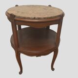 Louis XV style round pedestal table in patinated beech 20th century Table