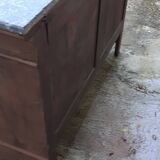 Commode style Louis Philippe 4 tiroirs marbre gris noyer bois brut