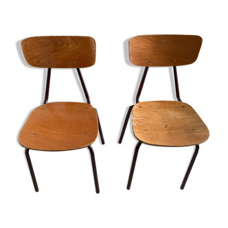 Lot de 4 chaises d école vintage