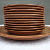 Set 12 plates and 1 dish sandstone of Burgundy Sarreguemines