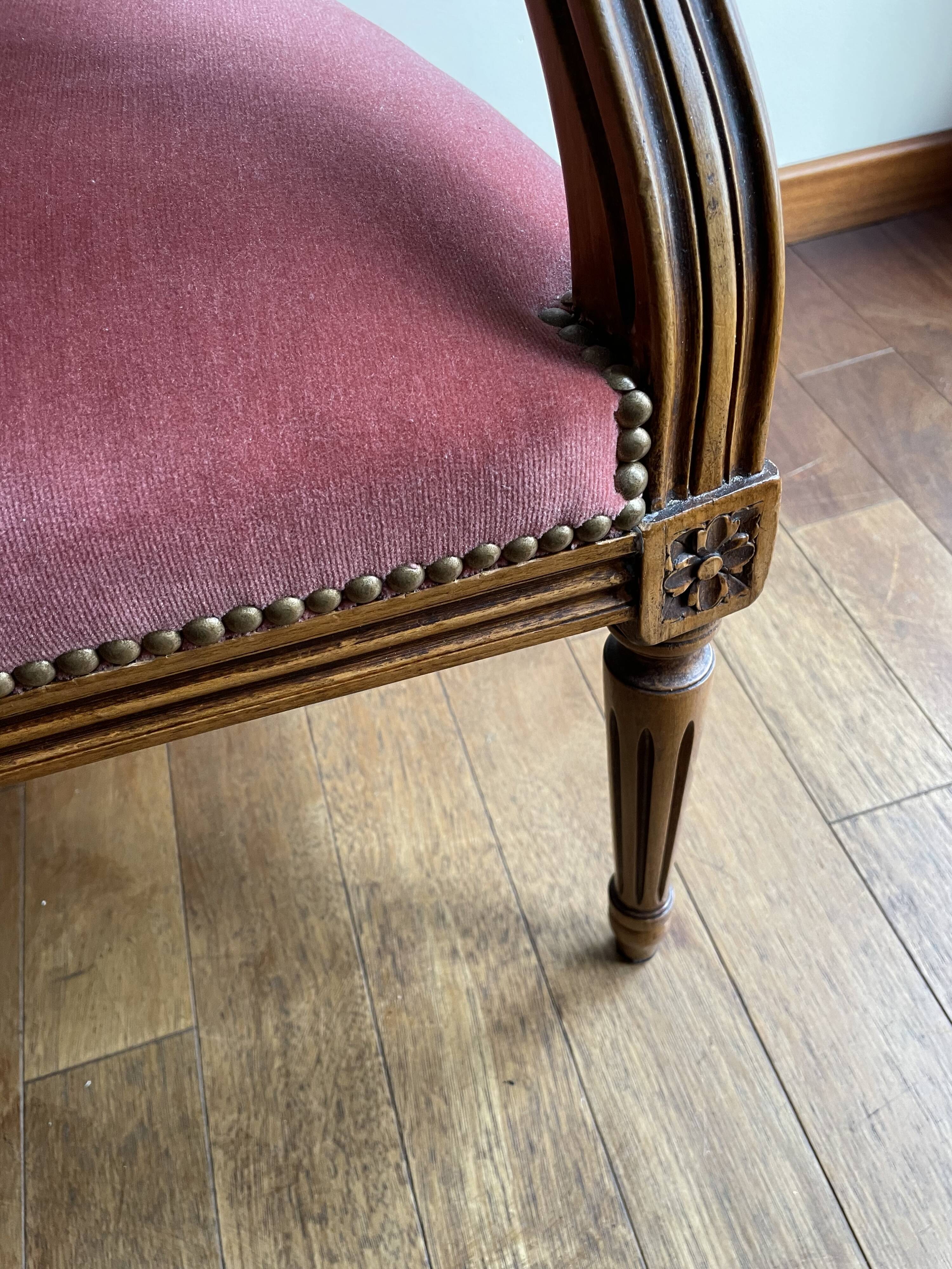 Pink velvet armchair