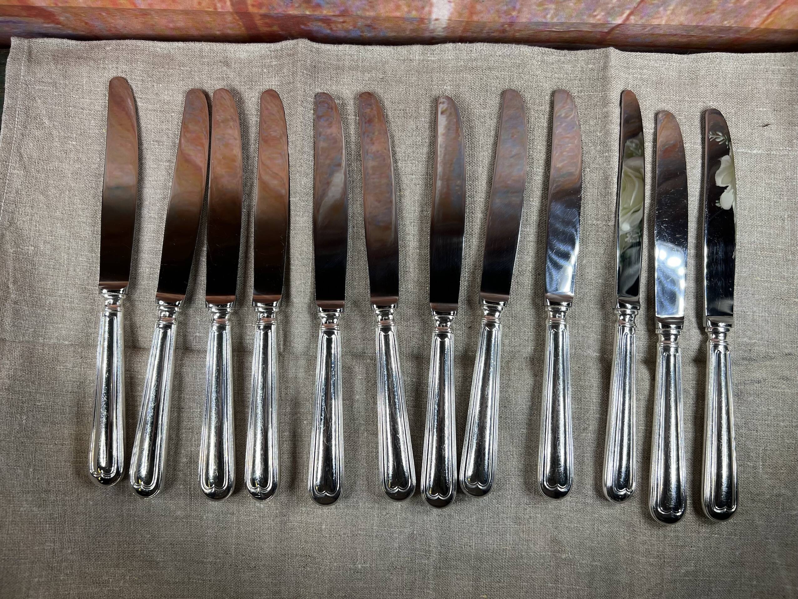 12 FRANÇOIS FRIONNET TABLE KNIVES SILVER METAL