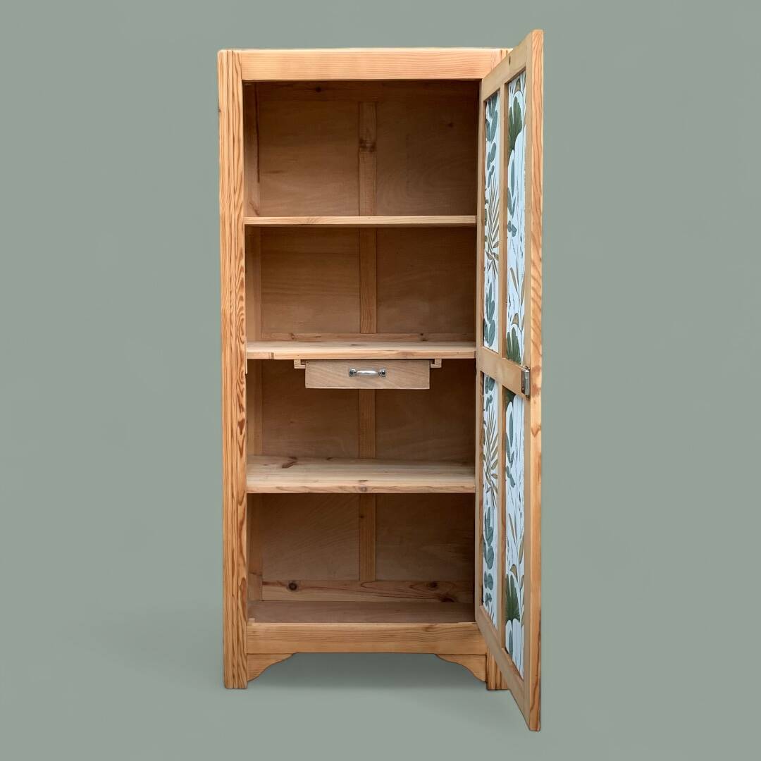 Parisian bonnet wardrobe, raw wood, 1950s