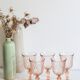 Set of 5 vintage Arcoroc Rosaline foot glasses