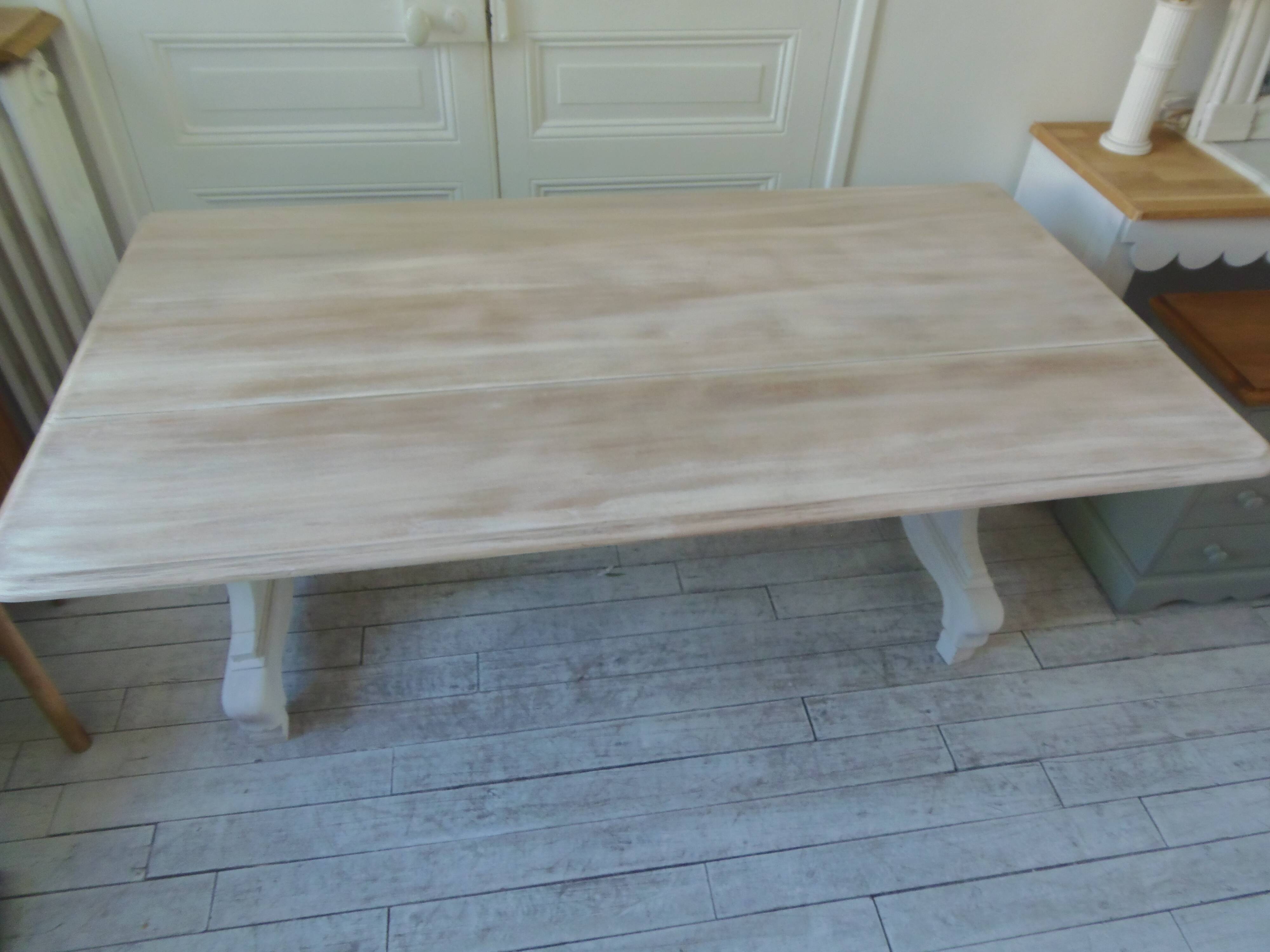 Console, solid walnut table with drop leaves.
