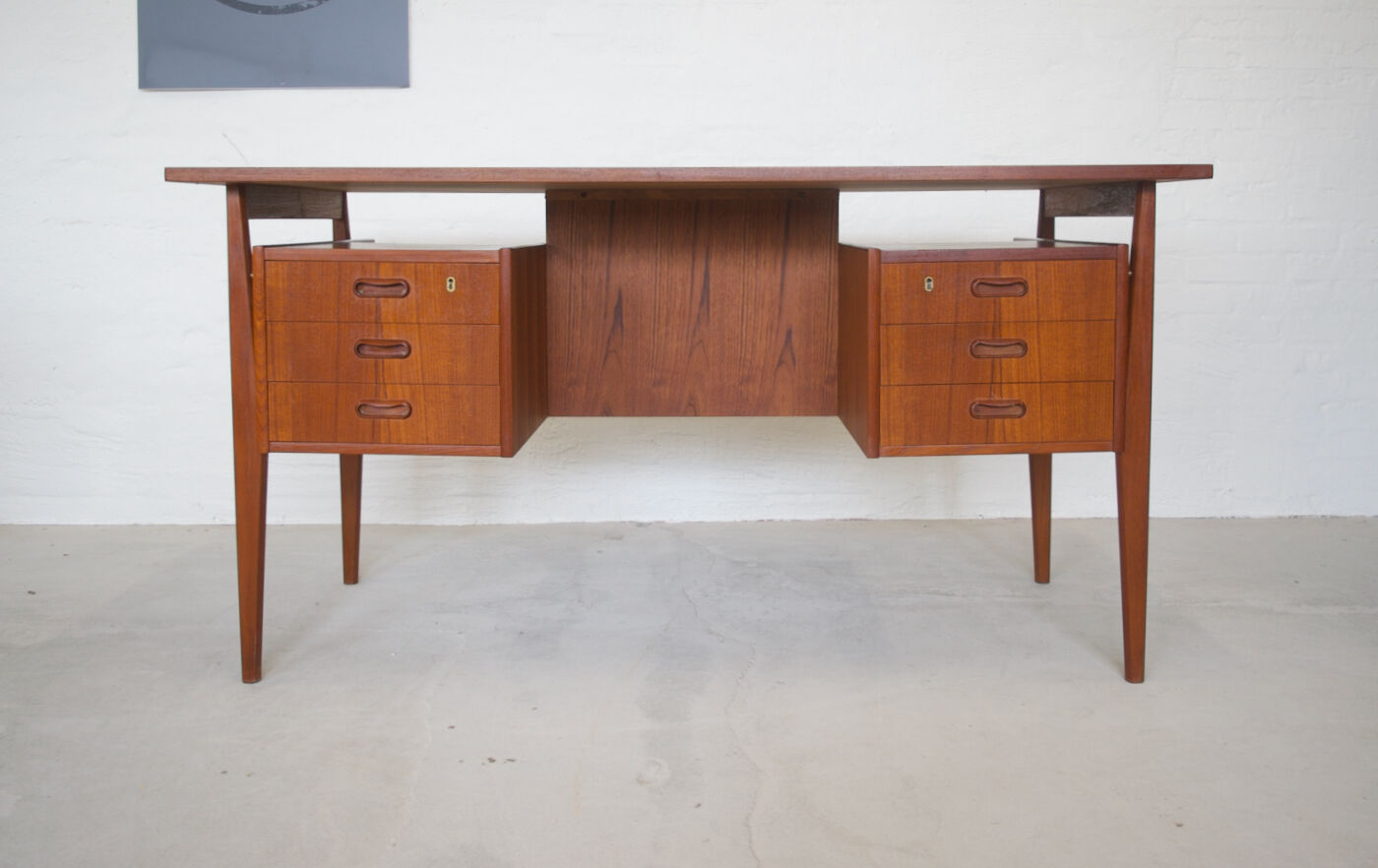 Teak 'Floating' Desk By Gunner Nielsen For Tibergaard, Denmark.