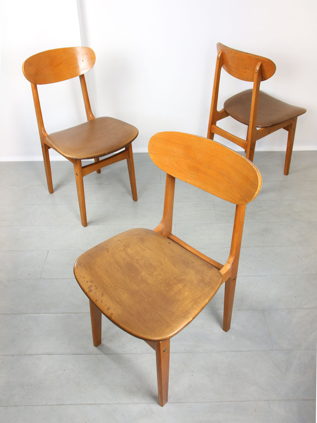 Vintage Italian Leatherette Dining Chairs, set of 3