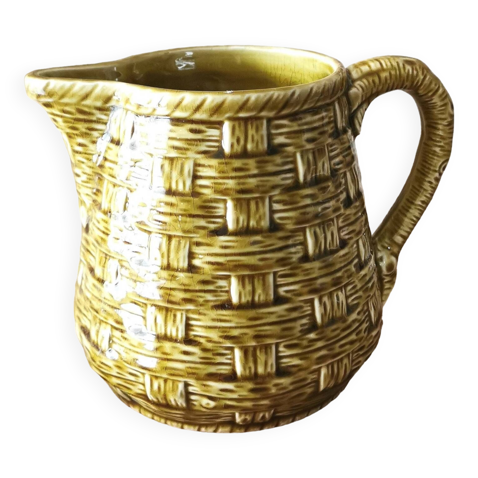 Barbotine pitcher, Digoin Sarreguemines.