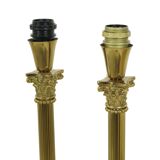 Pair of Hollywood Regency Lamps Brass Pillar Column 75cm