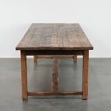 Magnificent and robust antique farmhouse dining table made of pine wood