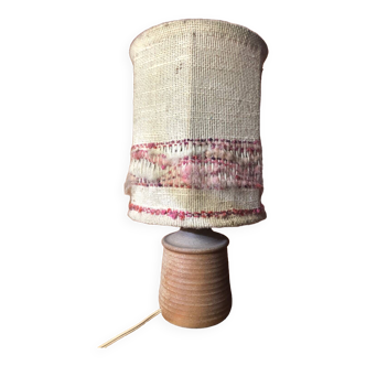 Old sandstone lamp + natural vintage wool lampshade #a544